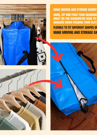 Heavy Duty Large Storage Bags, XL Blue Moving Bags for College Dorm Room Essentials, Moving Supplies Compatible with IKEA Frakta Cart, 4 Packs