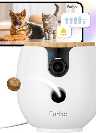 Furbo Mini 360° [Subscription Required] New 2K QHD Pet Camera - Unlock w/Paid Plan: Dog & Cat Safety Alerts, Rotating Treat Toss, 2-Way Speaker (Low Risk, 3mo Min. Cancel Anytime)