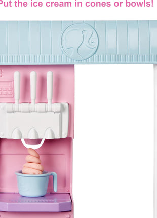 Barbie Careers Playset, Ice Cream Shop Set with Blonde Fashion Doll, Ice Cream Machine, Molds, Dough & Accessories
