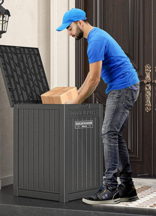 Package Delivery Box for Outside, 48 Gallon Storage with Lockable Secure, Large Resin Outdoor Package Drop Container
