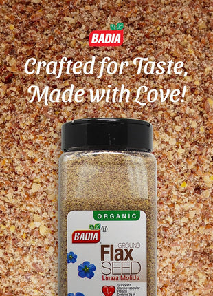 Badia Organic Ground Flax Seed, 16 oz   Superfood High in Fiber & Omega 3, Certified Organic, Non GMO, Baking, Smoothies & Cooking