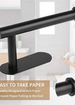 JOPOFI Toilet Paper Holder - Adhesive Toilet Paper Holder - Matte Black | Toilet Paper Holder Wall Mount for Bathroom,Stainless Steel Command Strip Toilet Paper Roll Holder Stick On Wall,No Drilling