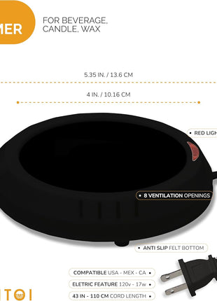 Durable Heavy Portable Large Warmer Safe Plate for Candle Jar & Mug Warmer, Space Black Pack