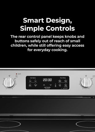 Kenmore 5.2 cu ft. Rear Control Electric Range - Stainless Steel | 4 Cooktop Elements - Steam Clean Oven & Hidden Bake for Easy Cleaning - Ultra-Durable Chrome Racks & Storage Drawer