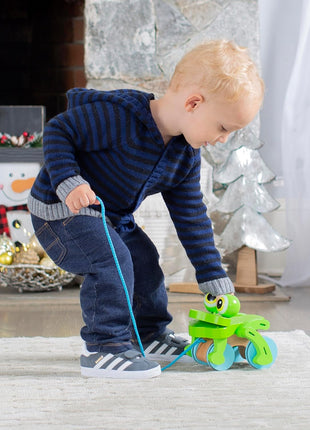Melissa & Doug First Play Frolicking Frog Wooden Pull Toy