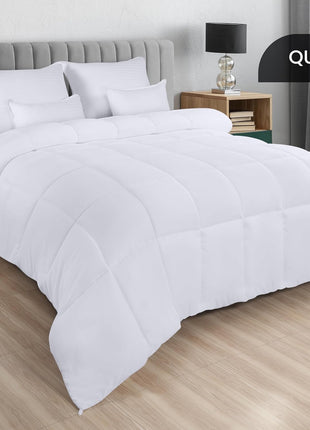 Utopia Bedding Comforters Queen Size, All Season Duvet Insert, Down Alternative Box Stitched Bed Comforter with Corner Tabs, Machine Washable (White)
