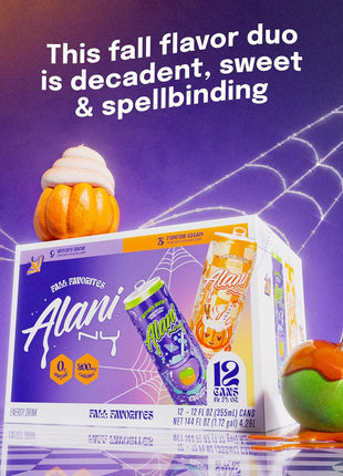 Alani Nu VARIETY PACK - WITCH'S BREW & PUMPKIN CREAM Sugar Free, Low Calorie Energy Drinks, 200mg Caffeine, Antioxidants, Biotin B Vitamins, Zero Sugar, 15 Calories or Less, 12 Fl Oz Cans (12 Pack)