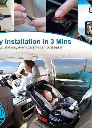 DoHonest Baby Car Camera 7-Inch: USB Plug and Play Easy Setup 360 Degree Rotating Backseat Camera Two Kids HD 1080P Rear Facing Car Seat Cameras Clear Night Vision -V9