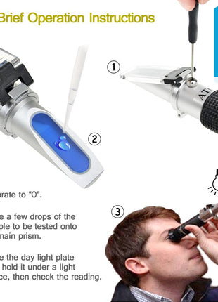aichose Brix Refractometer with ATC, Dual Scale   Specific Gravity & Brix, Hydrometer in Wine Making and Beer Brewing, Homebrew Kit