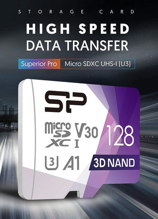 Silicon Power 128GB Micro SD Card U3 SDXC Up to 100MB/s High Speed Memory Card for Cams, DJI Pocket and Drones