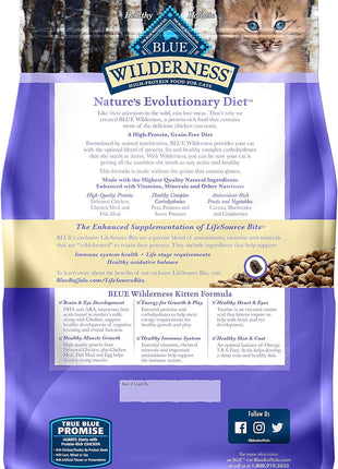 Blue Buffalo Wilderness High Protein, Natural Kitten Dry Cat Food, Chicken 2-lb (Pack of 2)