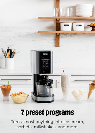 Ninja® CREAMi® 7-in-1 Ice Cream Maker, Ice Cream, Gelato and more, NC301 | Ninja CREAMi transforms frozen bases into ice cream, sorbet and milkshakes at a button touch, from healthy to indulgent.