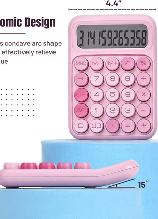 Mr. Pen Mechanical Switch Calculator - 12 Digit Large LCD Display, Pink with Big Buttons