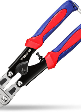 WORKPRO Mini Bolt Cutter 8-inch, Spring Loaded Small Heavy Duty Wire Cable Cutter, Snips Clippers with Soft Anti-Slip Handle
