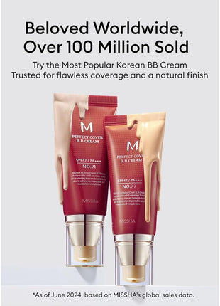 MISSHA M Perfect Cover BB Cream No.23 Natural Beige -Light/Medium with Cool/Neutral Undertone SPF 42 PA +++ 1.69 Fl Oz - Tinted Moisturizer for face with SPF