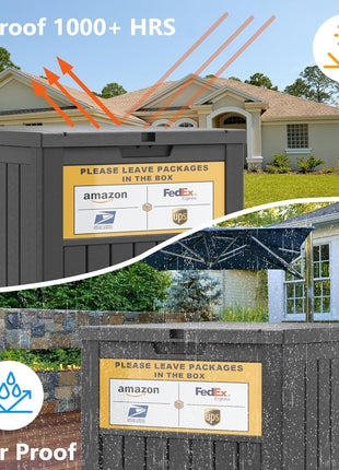 Package Delivery Box for Outside with Sign, 48 Gallon Storage with Lockable Secure, Large Double Wall Resin Outdoor Package Delivery Waterproof
