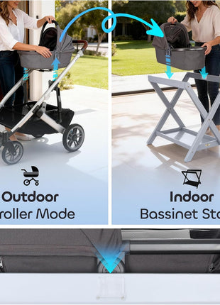 Bassinet Stand,Compatible with UPPAbaby Bassinets Since 2015,Bonus Storage Bag Included,One-Touch Open and Close,Secured with reinforced clamps,comfortable sleeping space for your little one