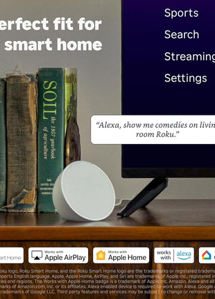 Roku Streaming Stick 4K - HDR & Dolby Vision Roku Streaming Device for TV with Voice Remote & Long-Range Wi-Fi - Free & Live TV