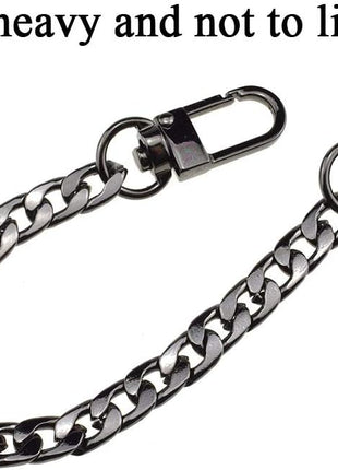 HAHIYO Mini Pochette Purse Chain Strap Slim Wide 7mm for LV Length 7.9 Inches Extra Thick 2.6mm Shiny Black for Handbag Wallet Clutch Comfortable Flat Metal Strap 1 Pack