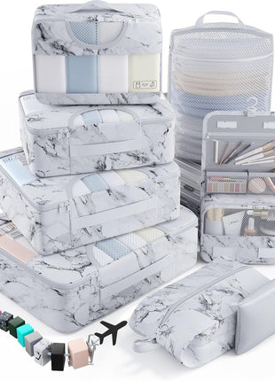 Veken 10 Set/8 Set Packing Cubes for Travel Essentials, Suitcase Organizer Bags in 4 Sizes, Carry-On Luggage Accessories with Large Laundry & Toiletry Bag, Must-Have for Airplane, Road Trip & Camping