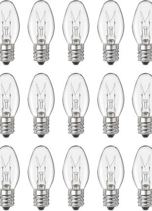 Salt Lamp Bulbs - 15 Watt Light Bulbs for Scentsy Wax Warmer - C7 Replacement Bulbs for Plug in Wax Diffuser- Warmwhite - Dimmable,15 Packs