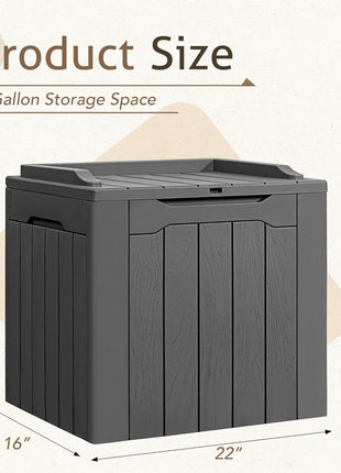 Flamaker Deck Box 31 Gallon Waterproof Resin Small Deck Box with Lid, Indoor Outdoor Package Delivery Box, Organization and Storage for Patio Furniture, Garden Tools, Outdoor Cushions (Grey)