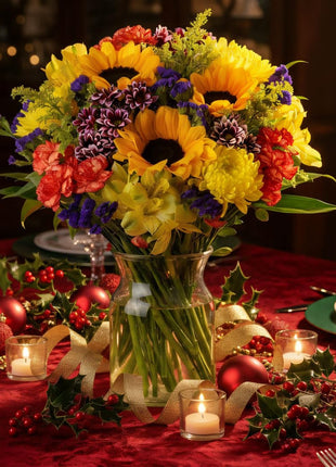 Benchmark Bouquets - Flowering Fields Sunflower Bouquet - Fresh Flowers for Delivery - Real Flowers in a Vase - Birthday Flowers for Women - Congratulations Gift (Glass Vase Included)