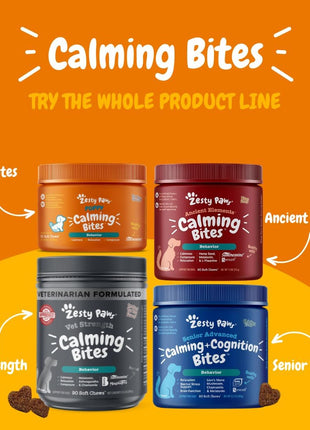 Zesty Paws Calming Chews for Dogs - for Everyday Stress, Relaxation, Composure, and Separation Turkey 90 Count (Pack of 2)