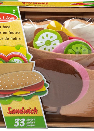 Melissa & Doug Felt Food Sandwich Play Food Set (33 pcs), Orange, 1 Count