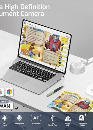 INSWAN INS-1 USB Document Camera ??8MP Ultra HD, Auto Focus, LED , Built-in Mic, Windows, Mac, iPad, Chromebook Compatible for Distance Learning, Remote Teaching, Web Conferencing, Live Demo