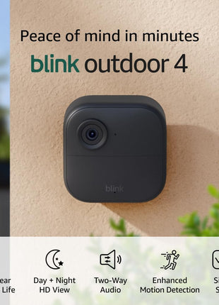 Blink Outdoor 4 – Wireless smart security camera, two-year battery life, 1080p HD day and infrared night live view, two-way talk. Sync Module Core included – 3 camera system