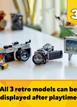 LEGO Creator 3 in 1 Retro Camera Toy, Transforms to Retro Video Camera or to TV Set, Photography Gift for Boys and Girls Ages 8 Years Old and Up Who Enjoy Creative Play, 31147