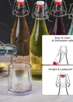 ZEBEIYU 32oz Beer Bottle,Swing Top Glass Kombucha Bottles with Stoppers for Brewing, Beverages, Smoothies, Kefir, Beer, Soda, Juicing, Kombucha, Oil, Water, Milk, Vinegar(4 Pack)