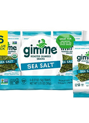 Gimme 6 CT Sea Salt Organic Roasted Seaweed Snacks, 5g, 0.17oz