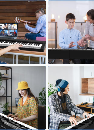 Digital Piano 88 Key Full Size Semi Weighted Electronic Keyboard Piano Set with Stand,Built-In Speakers,Electric Piano Keyboard with Sustain Pedal,Bluetooth,MIDI/USB/MP3 for Beginners Adults-A1
