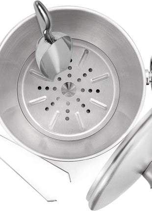 Ice Bucket with Lid, Scoop, Tongs and Strainer - Well Made Insulated Stainless Steel Keep Ice Frozen Longer - Ideal for Cocktail Bar, Parties, Chilling Wine, Champagne - 3 Liter (Stainless Steel)