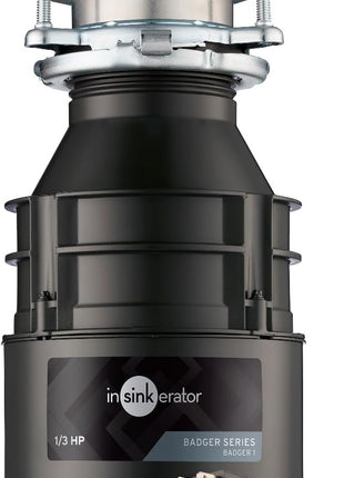 InSinkErator Garbage Disposal with Power Cord, Badger 1, Standard Series, 1/3 HP Continuous Feed, Black