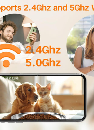 Automatic Cat Feeder with 2K Camera and Smart App, 6L Smart Pet Food Dispenser for Cats/Dogs, Timed Auto Control Meals, 2.4G / 5G WiFi, Auto Pet Feeder for Cats and Dogs, Easy Clean