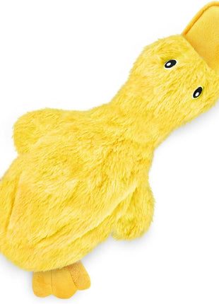 Best Pet Supplies Interactive Squeaky Dog Chew Toy, Ideal Dog Toys for Chewers, Small, Medium & Large Dogs, and Fetch Lovers - Crinkle Duck (Yellow), Large