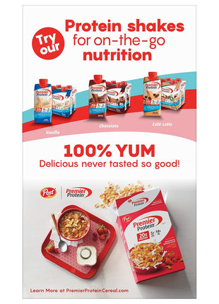 Post Premier Protein Chocolate Almond Cereal, Chocolatey Protein Cereal Flakes with Sliced Almonds, Contains 20g of Protein Per Serving, 9 OZ Box