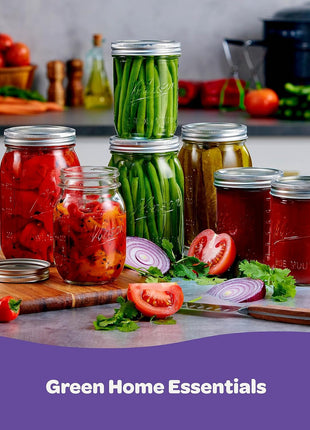 SEWANTA Wide Mouth Mason Jars 32 oz [4 Pack] With Mason Jar Lids and Bands, Mason Jars 32 oz - For Canning, Fermenting, Pickling - Jar Decor - Microwave/Dishwasher Safe.