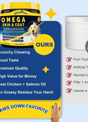 Probiotics & Salmon Fish Oil for Dogs Skin and Coat & Digestive Health