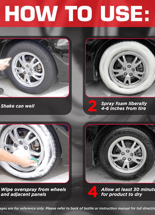 Black Magic 800002220 Tire Wet Foam, 18 oz. - Specially Formulated Thick Tire Spray Foam Clings to Tires to Dissolve and Clean Dirt While Shining and Protecting All In One Step