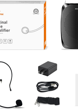 ZOWEETEK Portable Rechargeable Mini Voice Amplifier for Teachers | Wired Microphone Headset and Waistband,Supports MP3 Format Audio for Speech, Class, Training,Tour Guide,Power Amplifiers