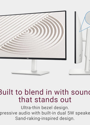Dell S2425HS Monitor - 23.8 Inch, FHD (1920x1080) Display, 100Hz Refresh Rate 1500:1 Contrast Ratio, TÜV Rheinland Eye Comfort 4 Star, Integrated 2x5W Speaker, Height/Tilt/Swivel/Pivot - Ash White