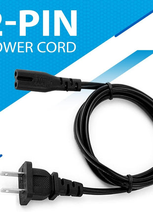 AC 2 Prong C8 Power Cord 5ft Standard 2-Slot for TV PS4 PS5 Speaker Monitor Xbox Wall Power Cable Replacement Black