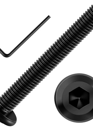 Mywish M6 x 50mm 20Pcs Flat Head Hex Socket Cap Screws Bolts, 304 Stainless Steel Furniture Bolts Full Thread, Black Oxide & Hex Spanner
