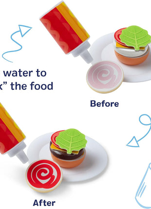 Melissa & Doug Flip & Fry Grill Play Set with Water Wow!® Kids Kitchen Playset with Color Changing Play Food, Preschool Toys for Girls & Boys Ages 3+
