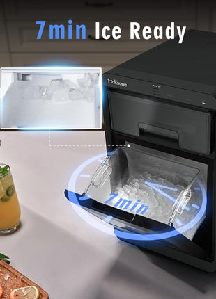 Maksone Countertop Nugget Ice Maker with APP Control, 44lbs/24H,Ready in 7 Mins,Crushed ice Maker,Sonic Pebble Ice Machine