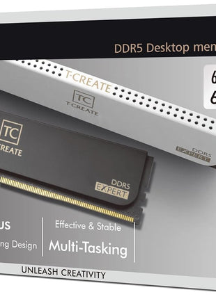 TEAMGROUP T-Create Expert Overclocking 10L DDR5 64GB Kit (2 x 32GB) 6400MHz (PC5-51200) CL34 Desktop Memory Module Ram White - CTCWD564G6400HC34BDC01